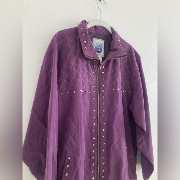 Vintage 100% Silk Purple Beaded Zip Up Jacket Long Sleeve by Atlantic Beach - Picture 3 of 12